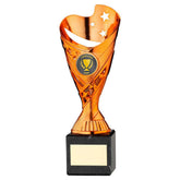 COPPER PLASTIC 'SABRE' CUP ON BLACK MARBLE ASSEMBLED TROPHY (1" CEN) - 8in